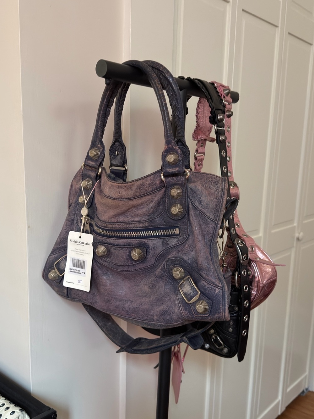 Balenciaga blue pre distressed city bag giant 21 hardware